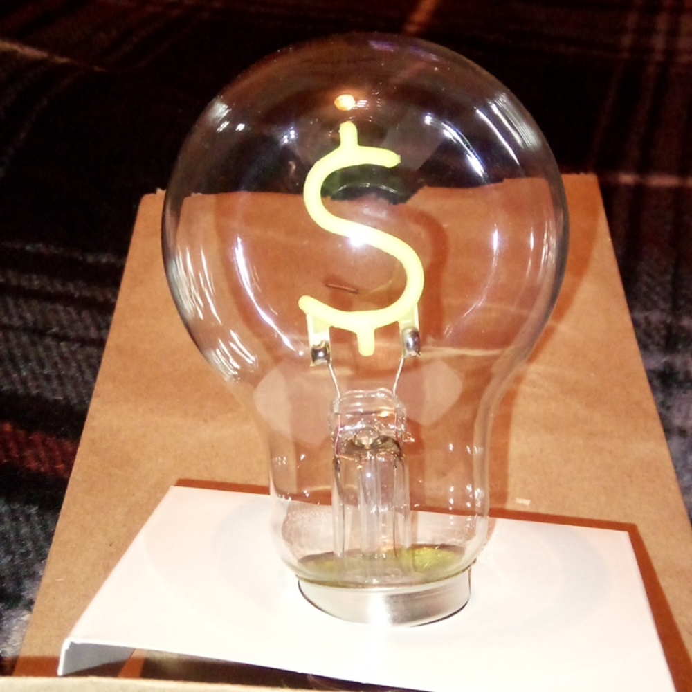 🆕 Green "JARV" LED $ DOLLAR SIGN filament (1) light bulb @ 2 watts / 60 lumens